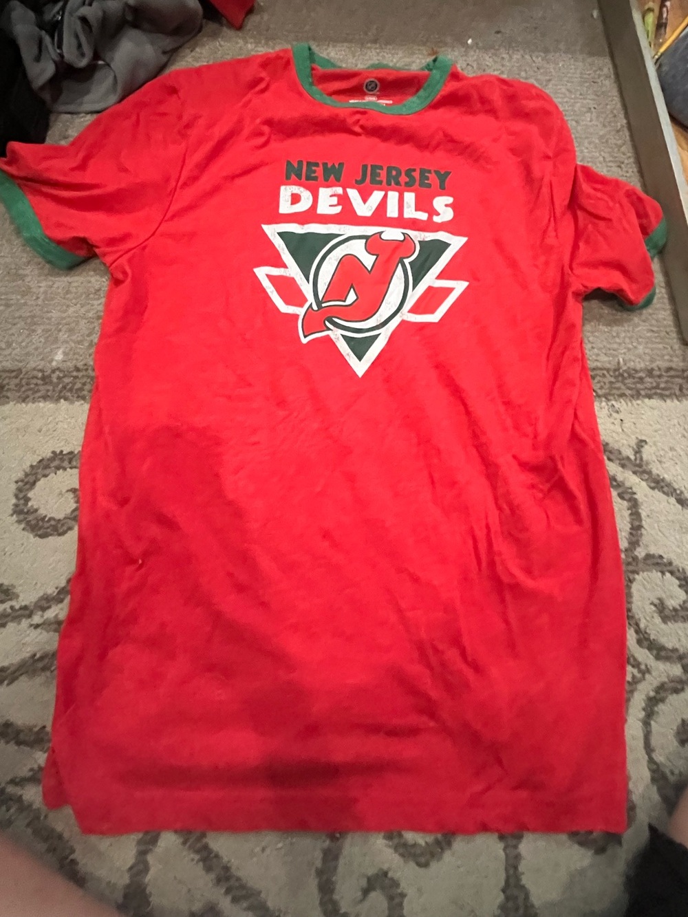 NHL New Jersey Devils Red Tee with Green Trim